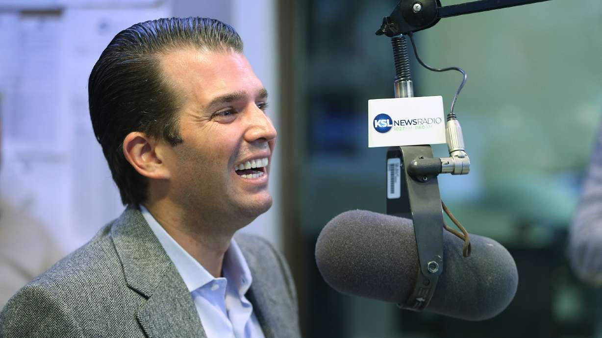 Donald Trump Jr. speaks on KSL NewsRadio on Sept. 21, 2016. A Utah hunting guide has been charged with baiting a bear during a 2018 expedition with Trump Jr. in Utah's Carbon County and another felony accusing him of leading a client on a "canned hunt" in Millard County.