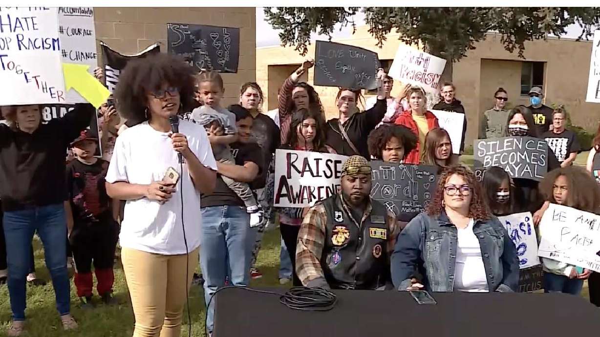 Rae Duckworth, operating chairwoman of Black Lives Matter Utah Chapter, addressed the public Monday regarding an allegation that a Bennion Junior High employee used a racial slur toward a Black student.