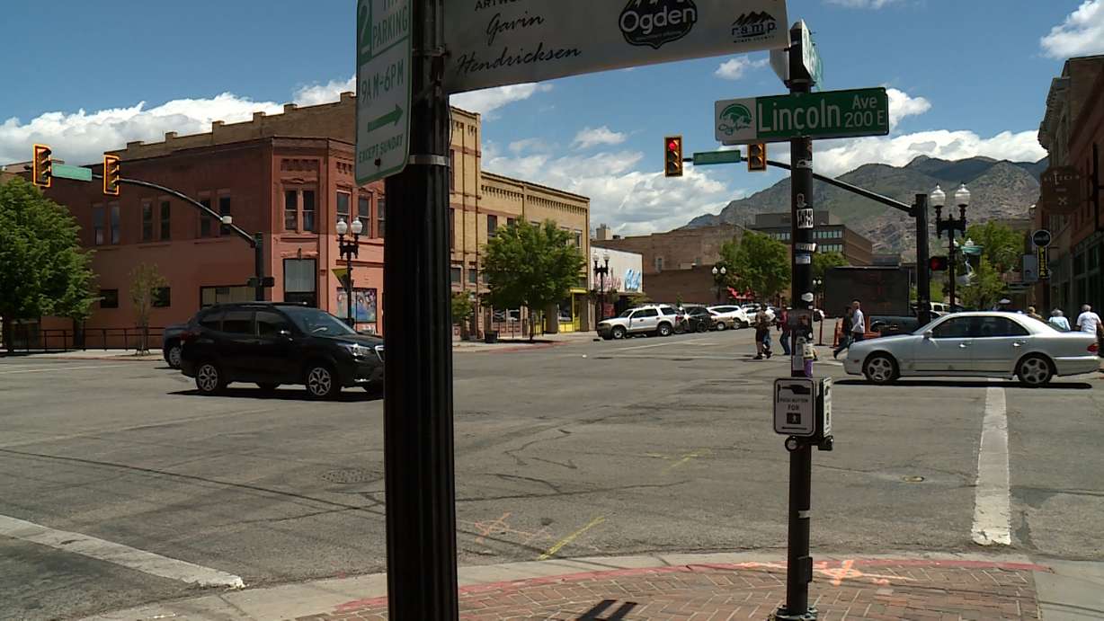 A downtown Ogden intersection is shown Tuesday. City leaders are considering adding a pay parking system to help accommodate future growth.