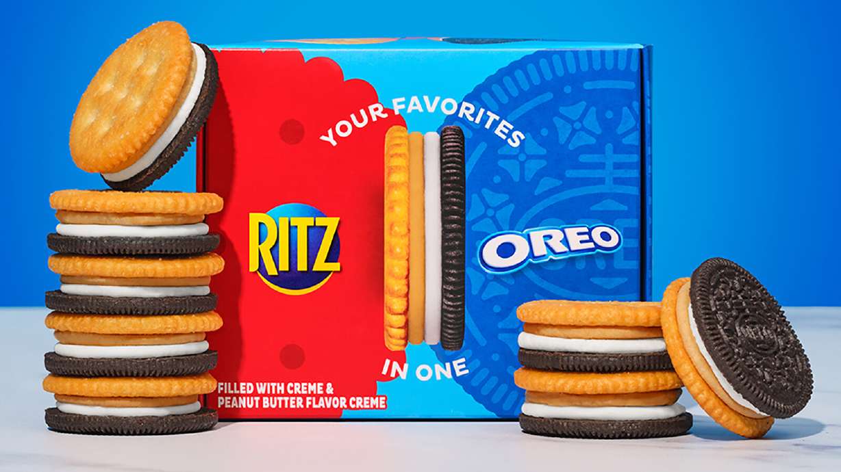 Oreo and Ritz are launching a limited-time snack called "Oreo x Ritz." It's one part cracker and another part cookie, joined together by a layer of peanut-butter-flavored creme and another layer of cookie creme.