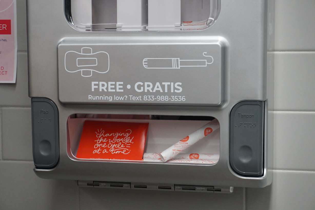The first of many free-of-charge period product dispensers to come to Utah's public and charter middle and high schools were installed at Hillcrest Junior School on Wednesday. The installation was the launch of the pilot program to begin with Murray School District.