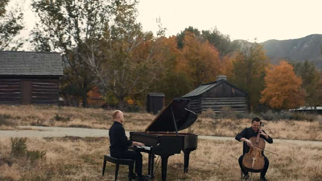 The Piano Guys' Jon Schmidt and Steven Sharp Nelson play their rendition of the "Battle Hymn of the Republic," called "Abraham Lincoln Tribute," at This is the Place Heritage Park in Salt Lake City.