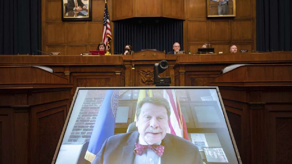 Food and Drug Administration Commissioner Robert Califf testifies via video during a House Commerce Oversight and Investigations subcommittee hybrid hearing on the nationwide baby formula shortage on Wednesday, in Washington.