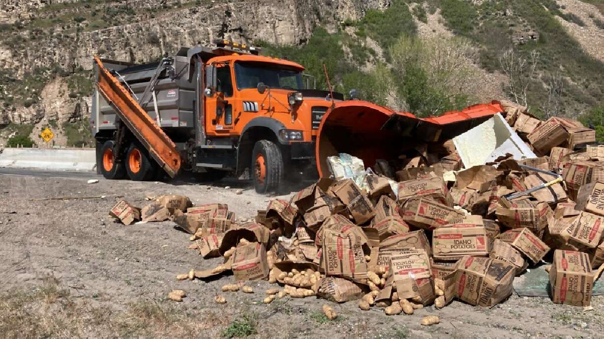 Troopers have reopened I-84 in Morgan County after a semitruck crash spilled potatoes across the road.