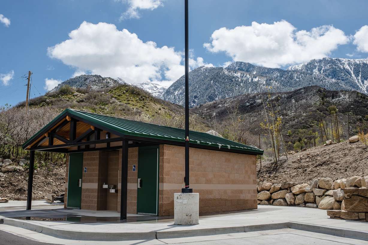 A photo of the year-round restrooms at the new Bell Canyon Preservation Trail Head in Sandy. The facility opened Thursday.