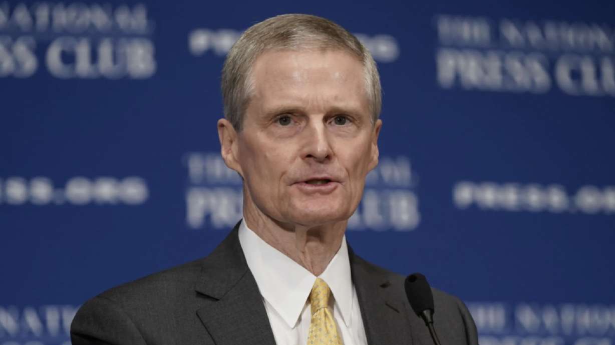 Elder David A. Bednar, a member of the Quorum of the Twelve Apostles of The Church of Jesus Christ of Latter-day Saints, speaks at the National Press Club in Washington, D.C., on Thursday. Elder Bednar took questions for 22 minutes, talking about LGBTQ issues and financial reserves and media characterizations of the church.