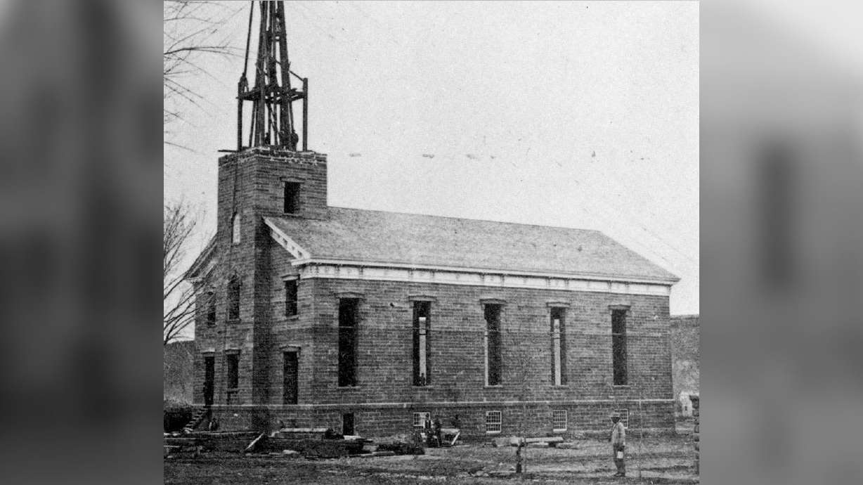 The St. George Tabernacle under construction in 1874. A time capsule was placed inside it in 1867, which helped provide an interesting piece of the era it was constructed in.