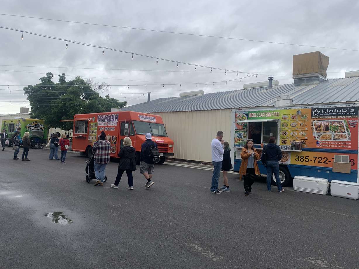 Food trucks are set up at the Utah State Fairpark as part of Salt Lake City's new International Market. The market opened for the first time on Saturday and will be open on several other Saturdays throughout the year.