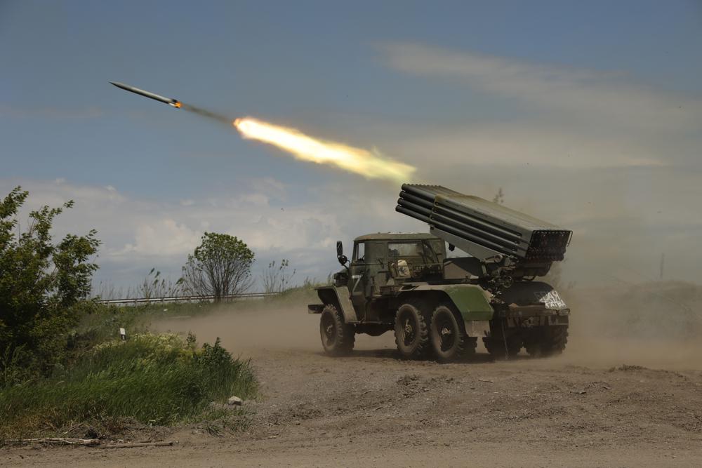 A Donetsk People's Republic militia's multiple rocket launcher fires from 
a territory in eastern Ukraine, Saturday. After failing to occupy Ukraine's capital, Russia set out to seize the last parts of the eastern region not controlled by Kremlin-backed separatists.