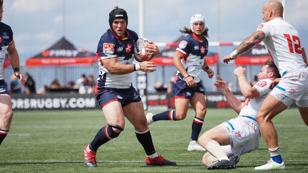 Utah Warriors hooker Chad Gough, a native of St. George who played collegiately at the University of Utah, in his last home match before retirement with the Warriors, Saturday, May 28, 2022 at Zions Bank Stadium in Herriman, Utah.