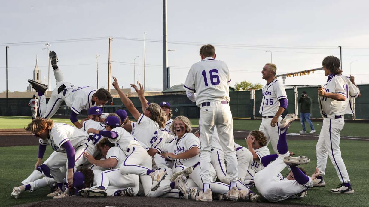 Riverton claims the 6A baseball state championship with a 8-3 win over American Fork at UCCU Ballpark in Orem, Utah on Saturday, May 28, 2022.