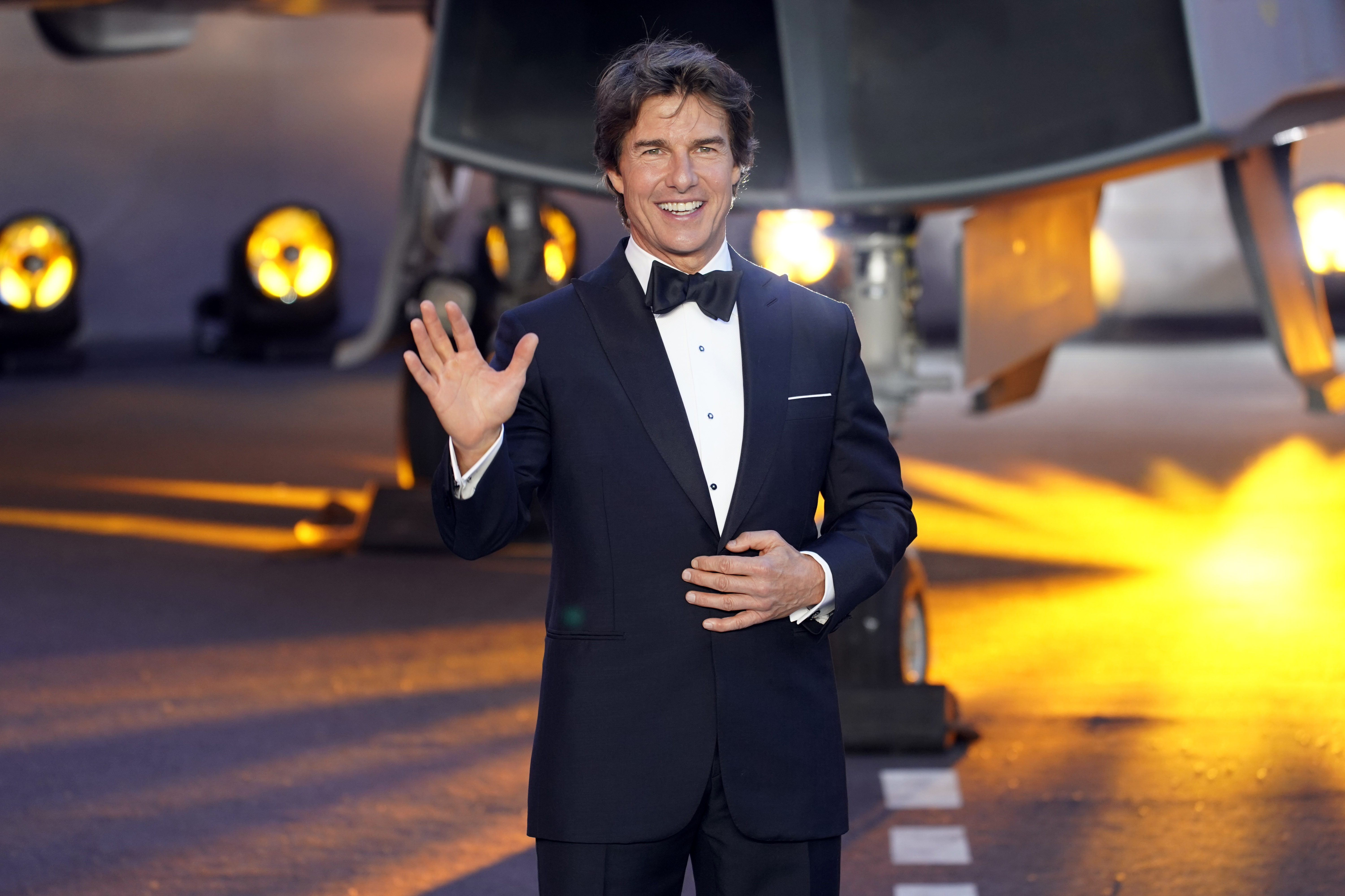 Tom Cruise poses for the media during the 'Top Gun Maverick' UK premiere at a central London cinema, on May 19. 