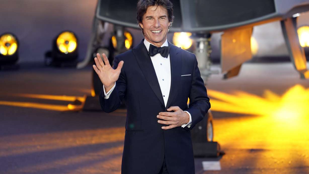 Tom Cruise poses for the media during the 'Top Gun Maverick' UK premiere at a central London cinema, on May 19.