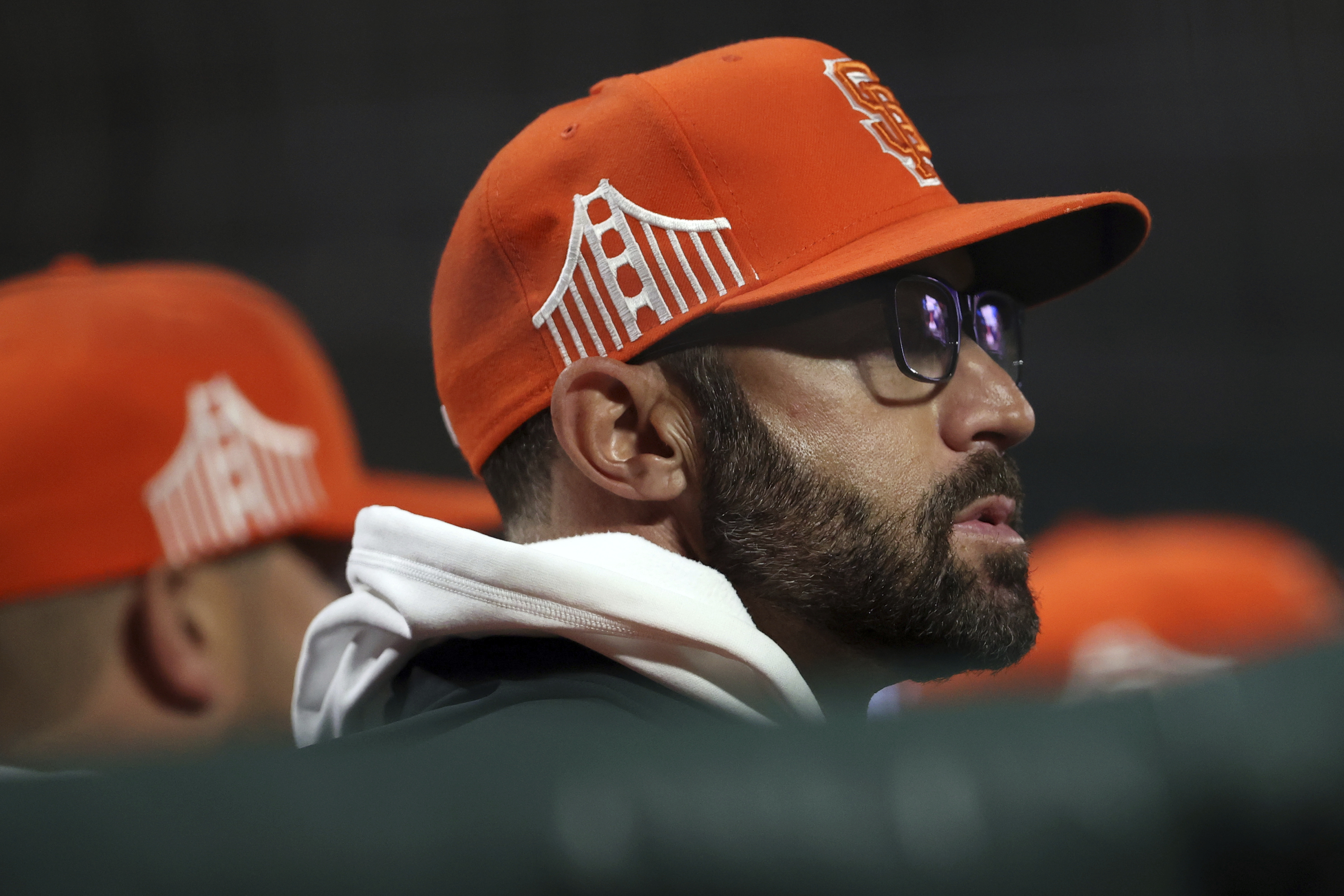 San Francisco Giants' manager Gabe Kapler watches play  during the ninth inning of a baseball game against the Colorado Rockies, Tuesday, May 10, 2022 in San Francisco. 