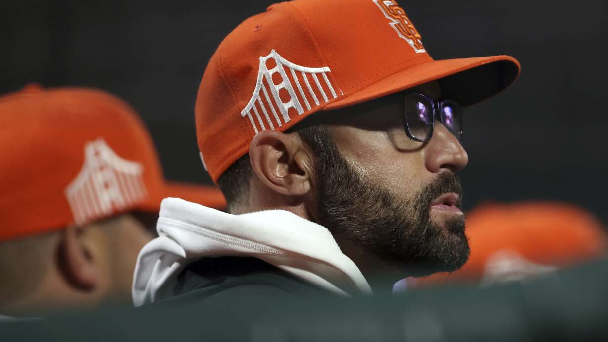 San Francisco Giants' manager Gabe Kapler watches play during the ninth inning of a baseball game against the Colorado Rockies, Tuesday, May 10, 2022 in San Francisco.