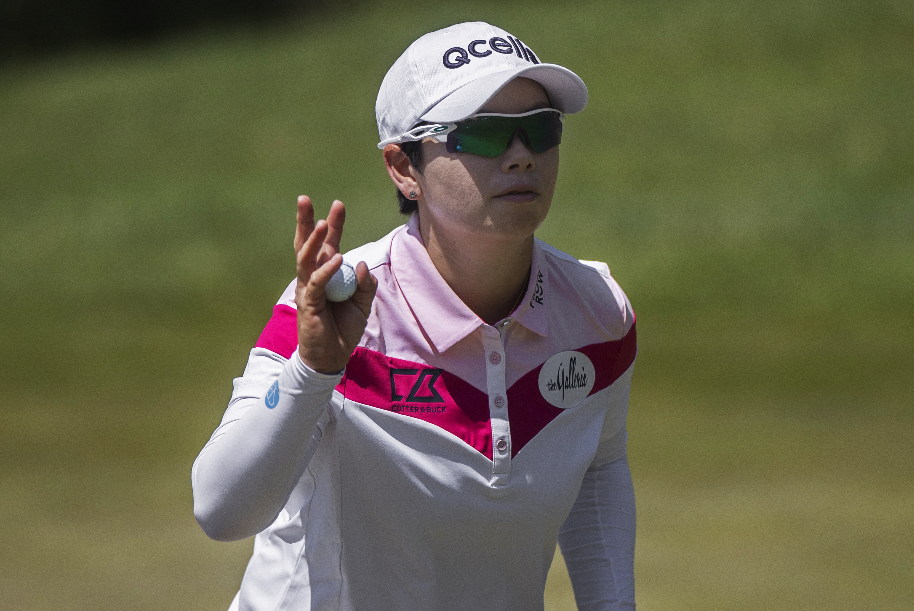 Eun-Hee Ji waves to the gallery on the fourth hole during the quarterfinals of the LPGA Bank of Hope Match Play golf tournament at Shadow Creek on Saturday, May 28, 2022, in North Las Vegas, Nev. 