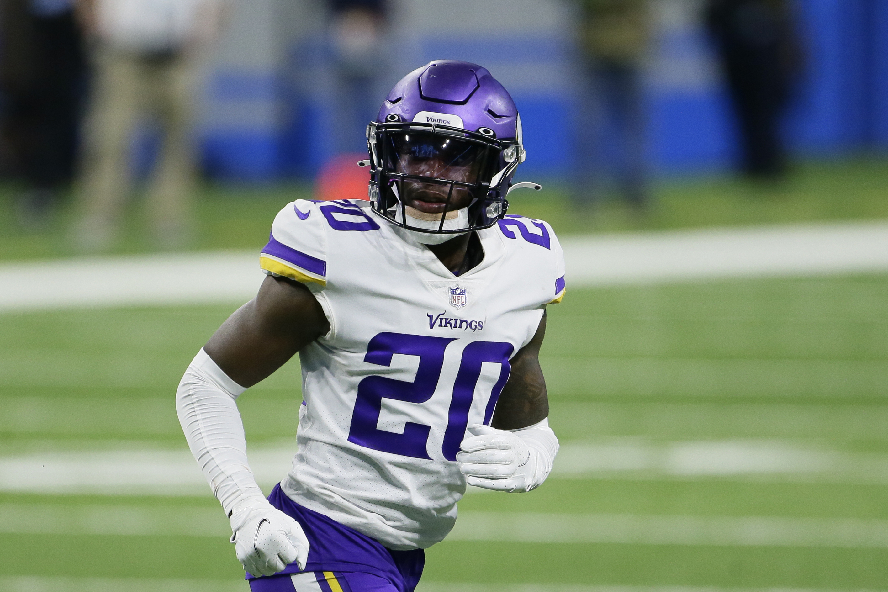 FILE - Minnesota Vikings cornerback Jeff Gladney plays during the second half of an NFL football game against the Detroit Lions, Jan. 3, 2021, in Detroit. Gladney, a defensive back for the Arizona Cardinals, has died in a car crash in Dallas. He was 25. Gladney’s death was confirmed by the Cardinals and his agent, Brian Overstreet. Gladney played at TCU and was a 2020 first-round draft pick of the Vikings. 