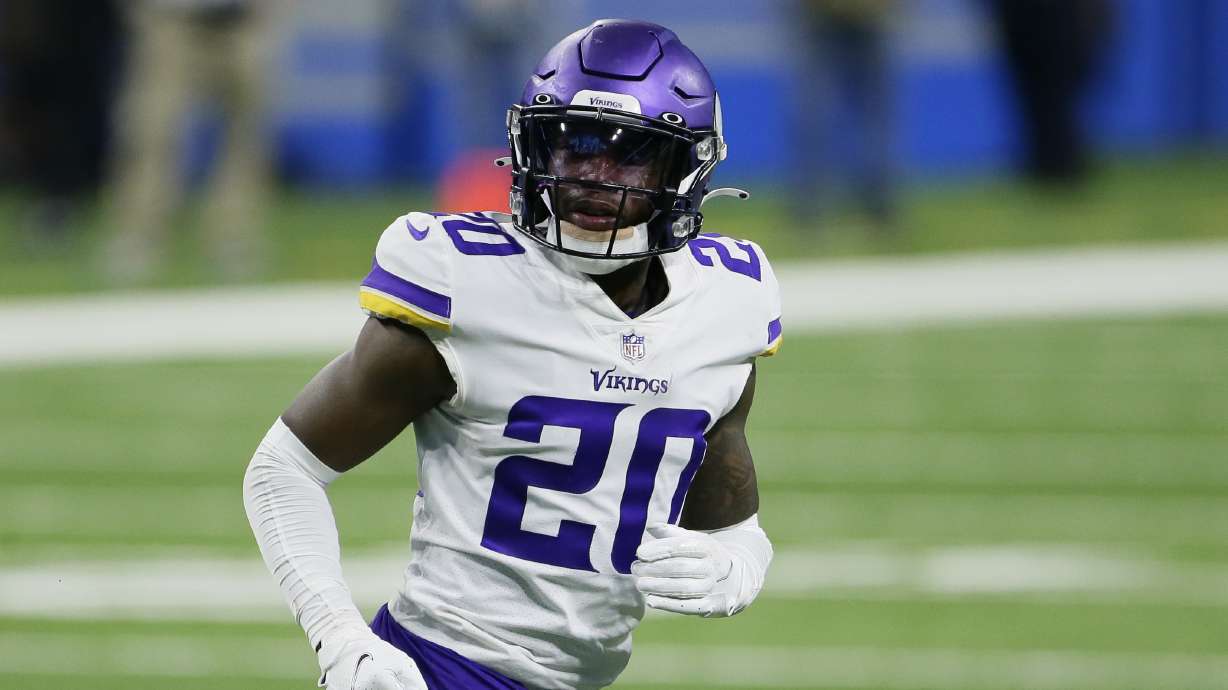 FILE - Minnesota Vikings cornerback Jeff Gladney plays during the second half of an NFL football game against the Detroit Lions, Jan. 3, 2021, in Detroit. Gladney, a defensive back for the Arizona Cardinals, has died in a car crash in Dallas. He was 25. Gladney’s death was confirmed by the Cardinals and his agent, Brian Overstreet. Gladney played at TCU and was a 2020 first-round draft pick of the Vikings.