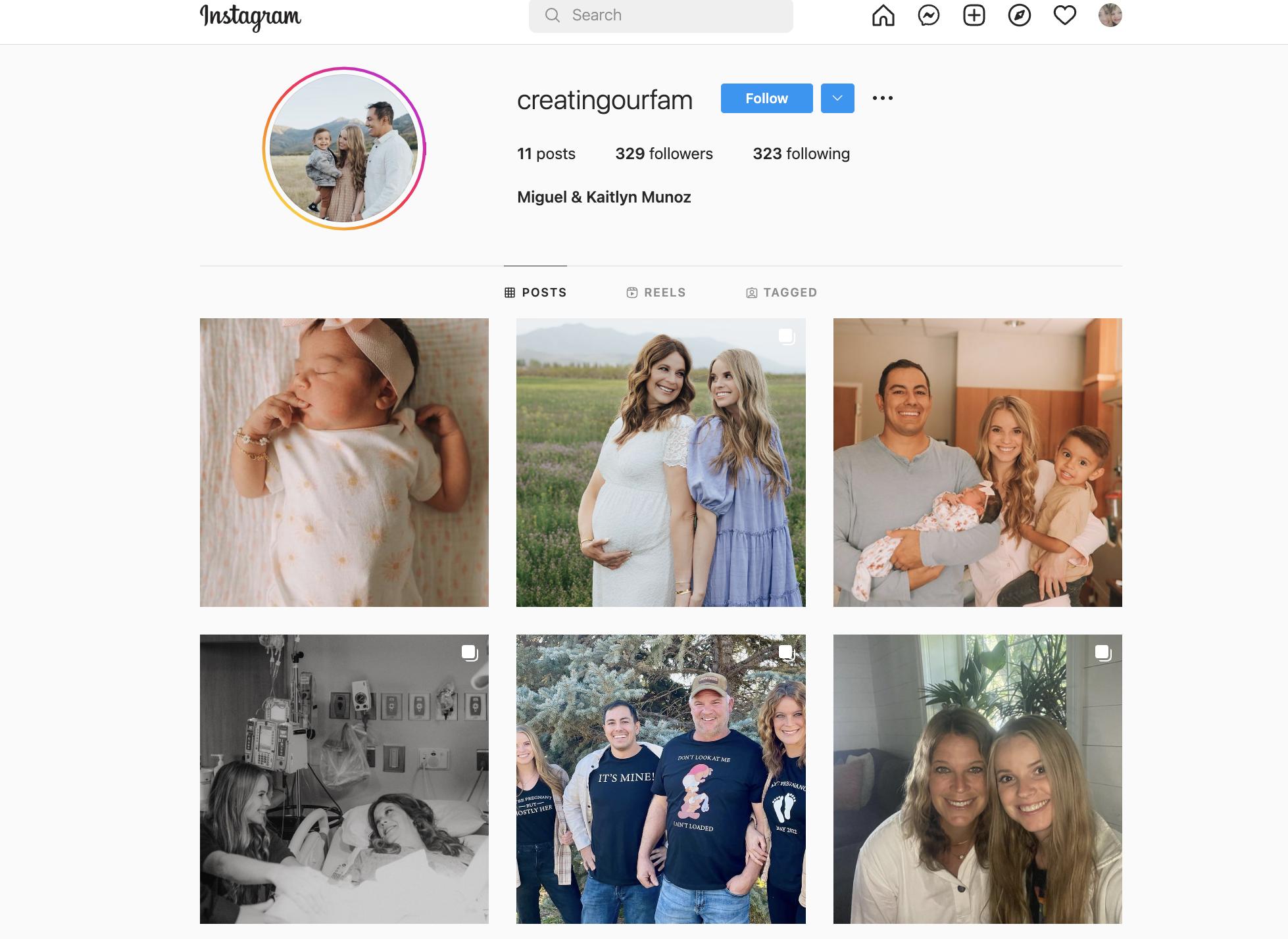 Kaitlyn Munoz shares on Instagram about how her own mother was a surrogate, giving her a daughter, Alayna, after Munoz experienced infertility issues.