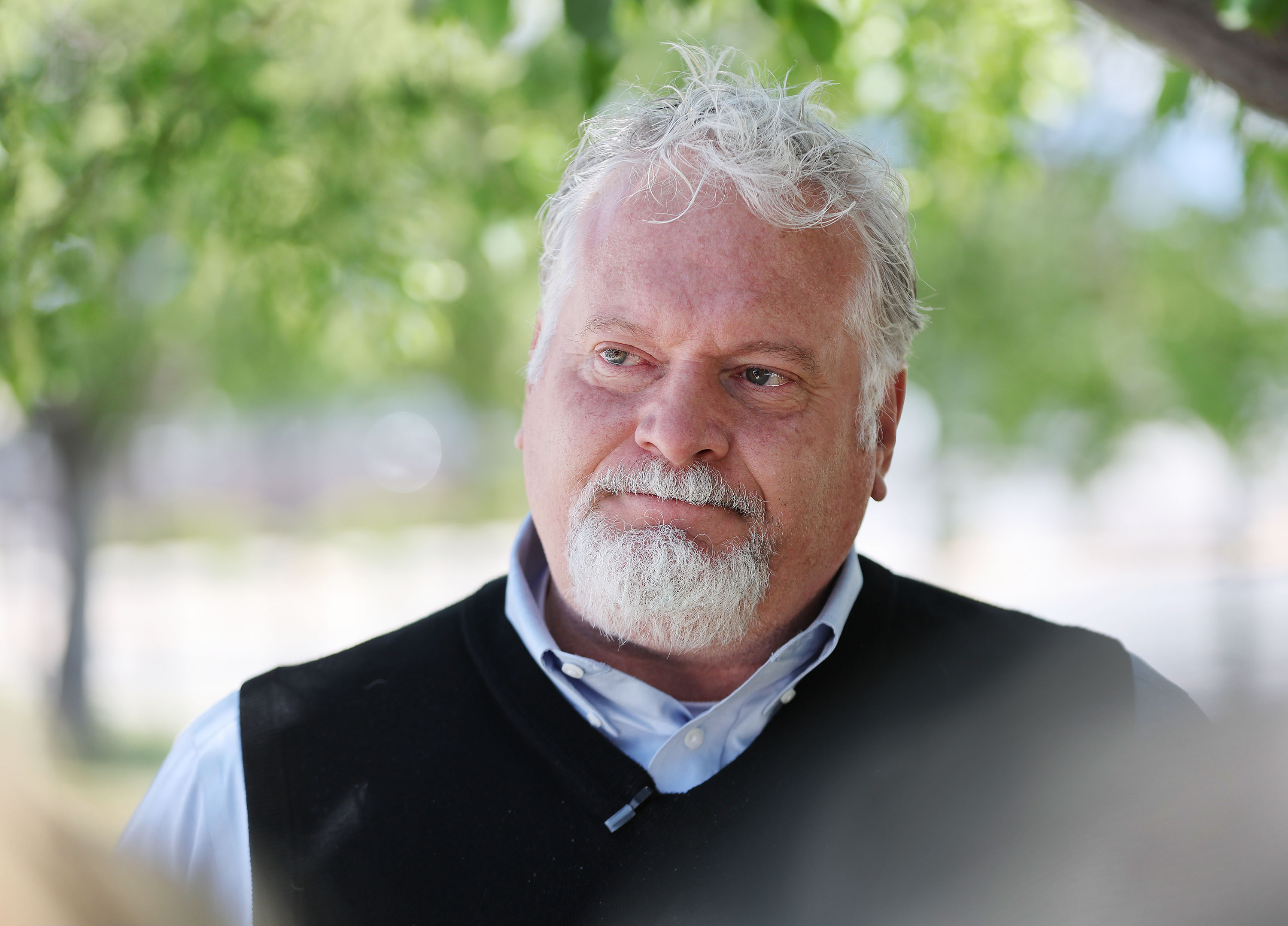 Steve Miner, Sam Beck's uncle, gets emotional on Tuesday, May 31, 2022, in Salt Lake City as he talks about his nephew's condition. Beck is one of several people injured early Friday, May 27, 2022, when a speeding SUV ran a red light at a State Street intersection in Sandy. Nine vehicles were involved in the crash, including Beck's Ford F-150, which was hit directly by the SUV