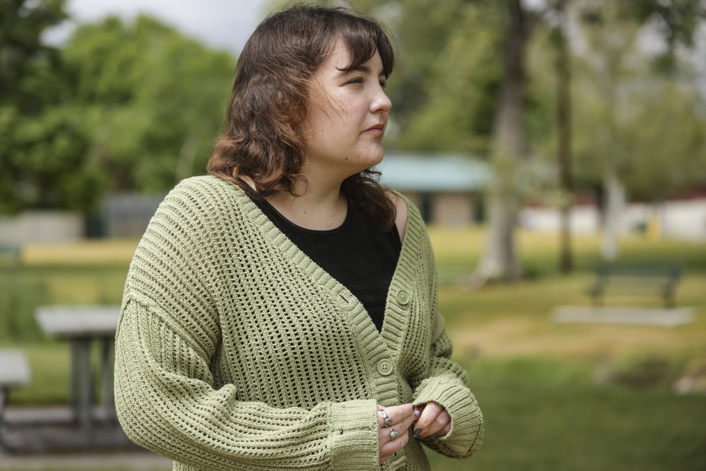 Anna Merrill, a recent college graduate poses for a portrait at Fitts Park in Salt Lake City on Monday, May 30, 2022.