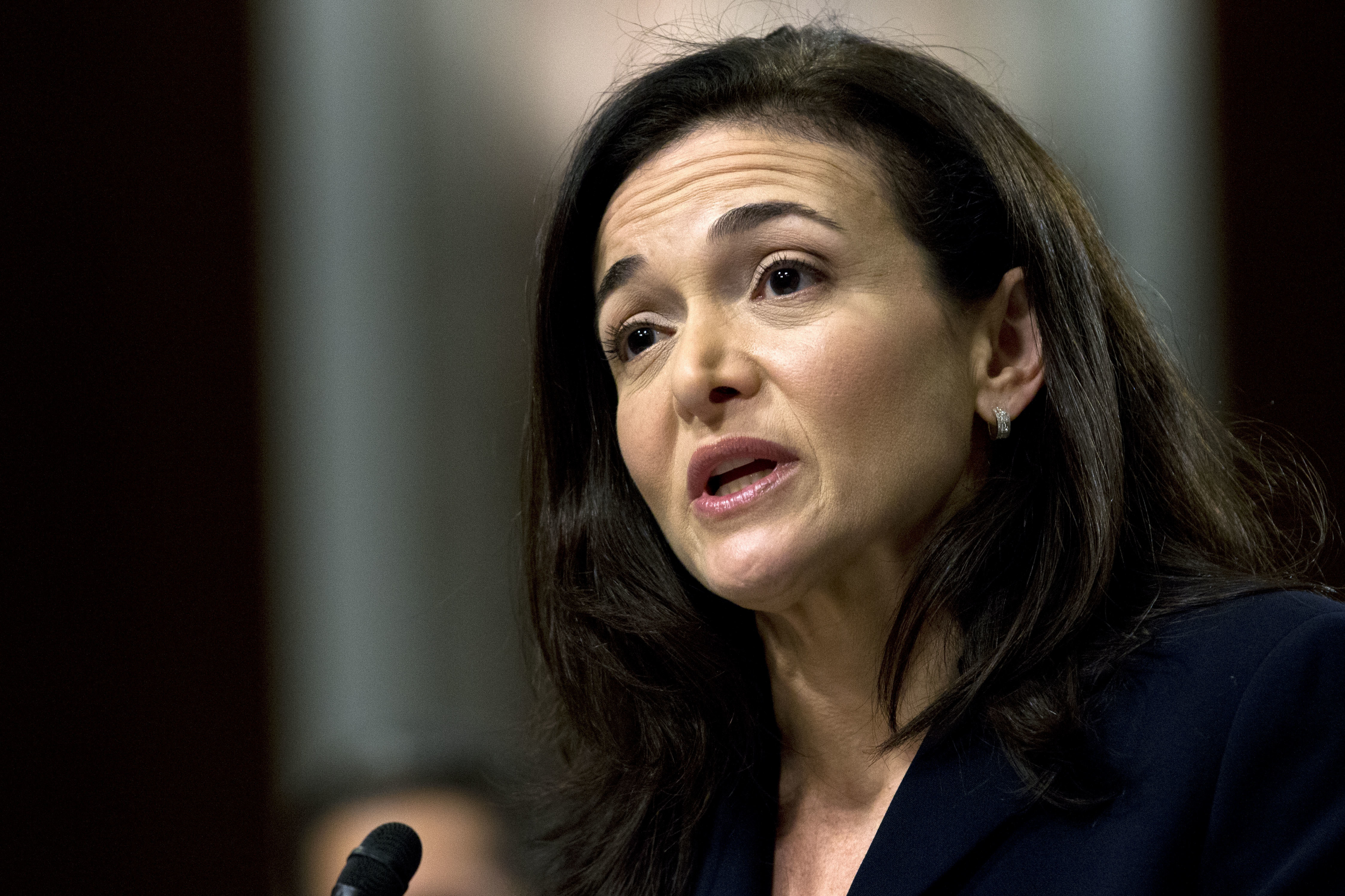 Facebook COO Sheryl Sandberg testifies before the Senate Intelligence Committee hearing on Capitol Hill in Washington on Sept. 5, 2018. Sandberg, the No. 2 exec at Facebook owner Meta, is stepping down, according to a post Wednesday on her Facebook page.
