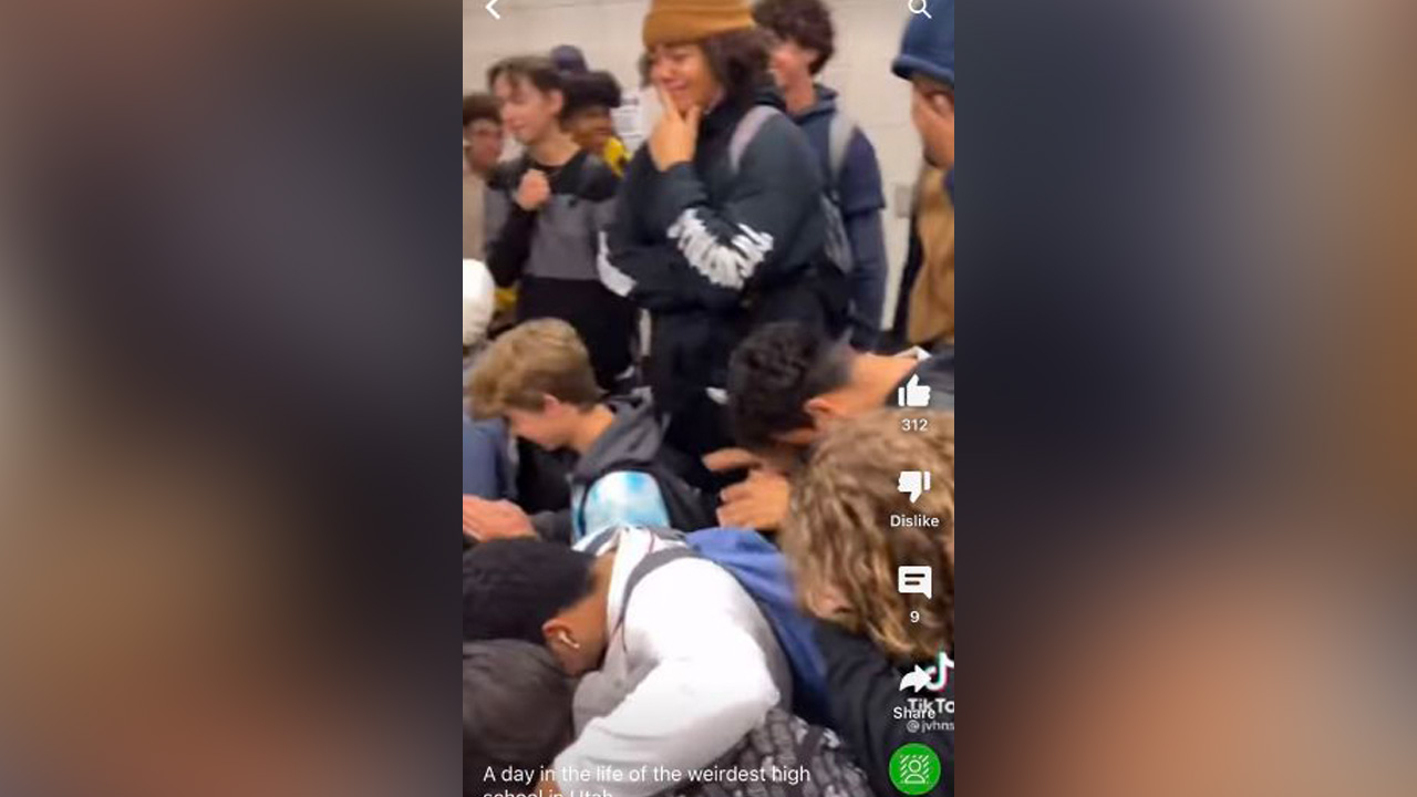 A group of Utah high school students build shrine and pay homage to Dwayne "The Rock" Johnson on a urinal.