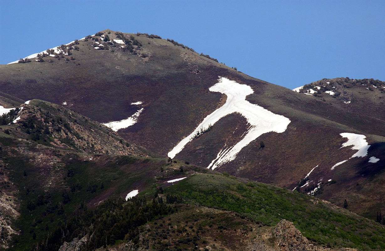 The so-called “snow horse” is seen on a mountain east of Layton on June 3, 2002. Millions of residents of southern California are now limited to one day a week of outdoor irrigation, just like a huge chunk of northern Utah.