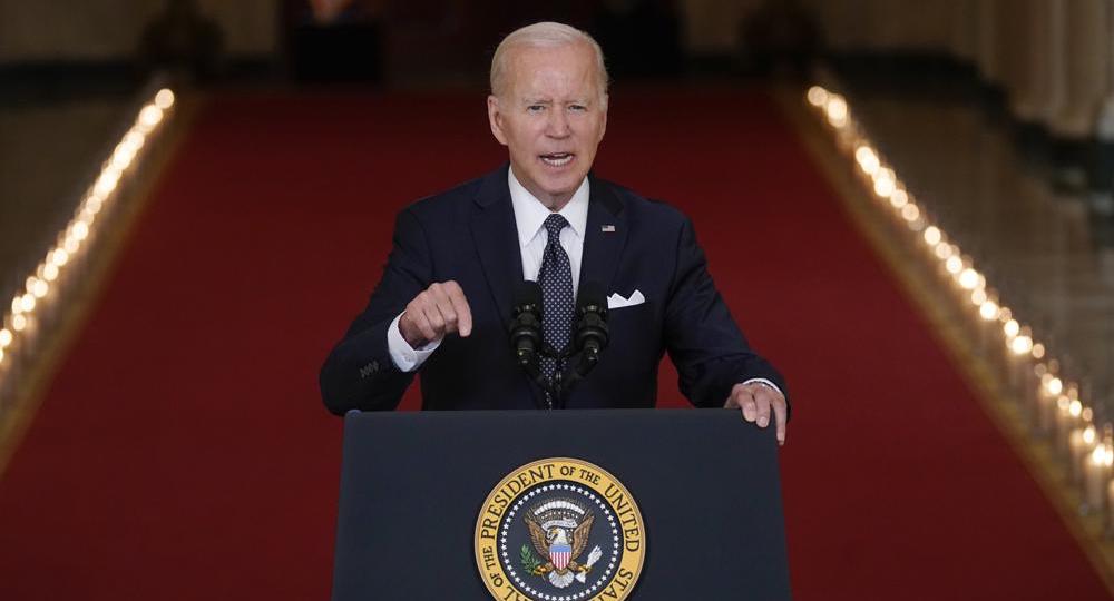 President Joe Biden speaks about the latest round of mass shootings, from the East Room of the White House in Washington, Thursday. Biden is attempting to increase pressure on Congress to pass stricter gun limits after such efforts failed following past outbreaks.
