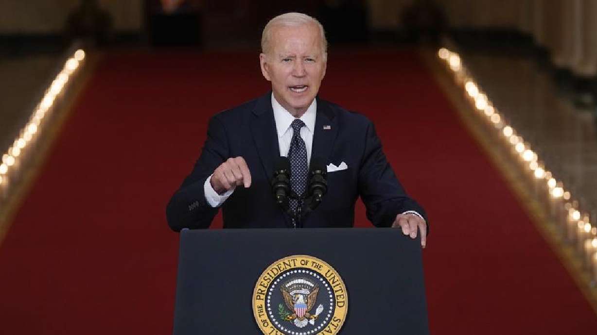 President Joe Biden speaks about the latest round of mass shootings, from the East Room of the White House in Washington, Thursday. Biden is attempting to increase pressure on Congress to pass stricter gun limits after such efforts failed following past outbreaks.