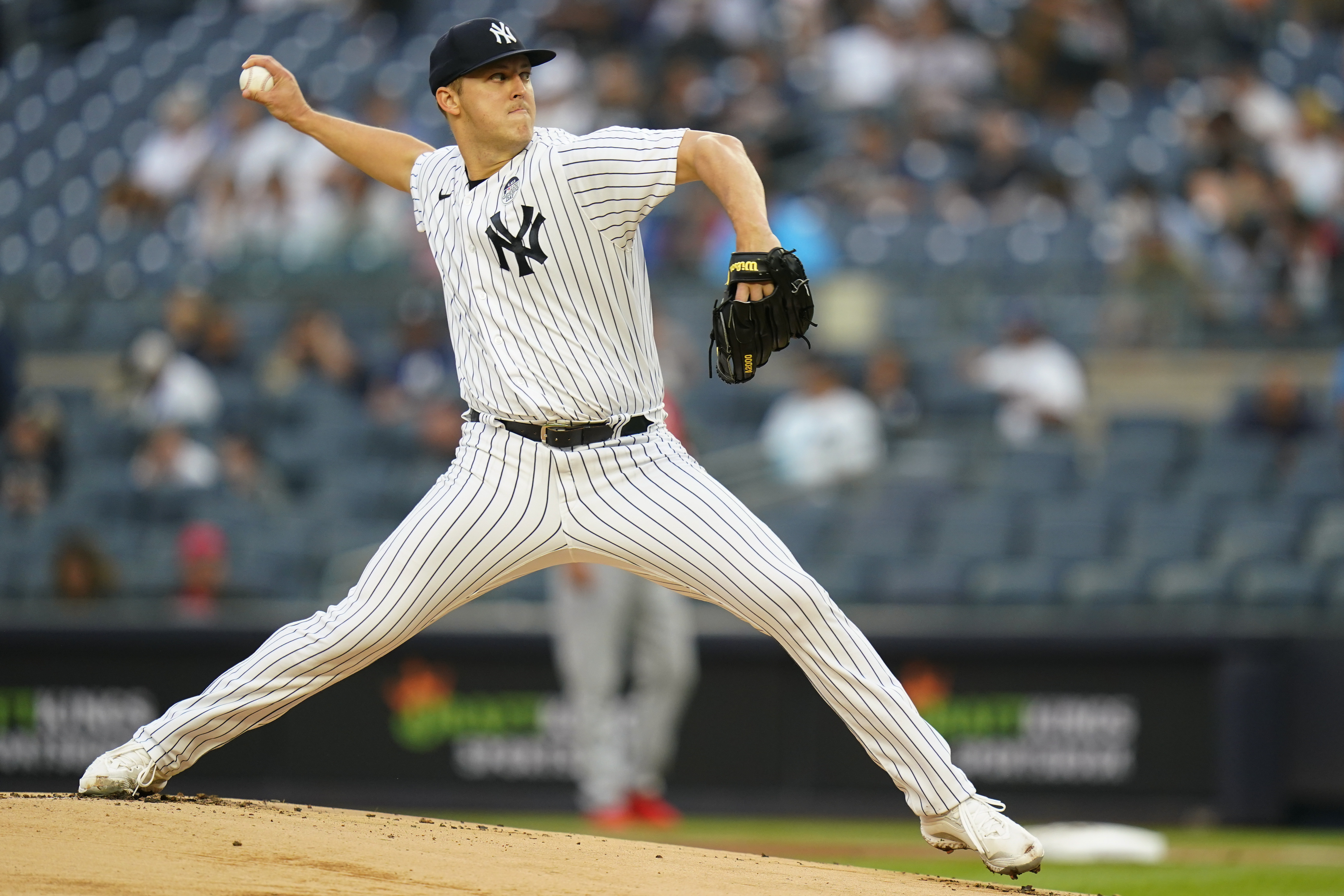 New York Yankees' Jameson Taillon pitches during the first inning in the second baseball game of the team's doubleheader against the Los Angeles Angels on Thursday, June 2, 2022, in New York. 