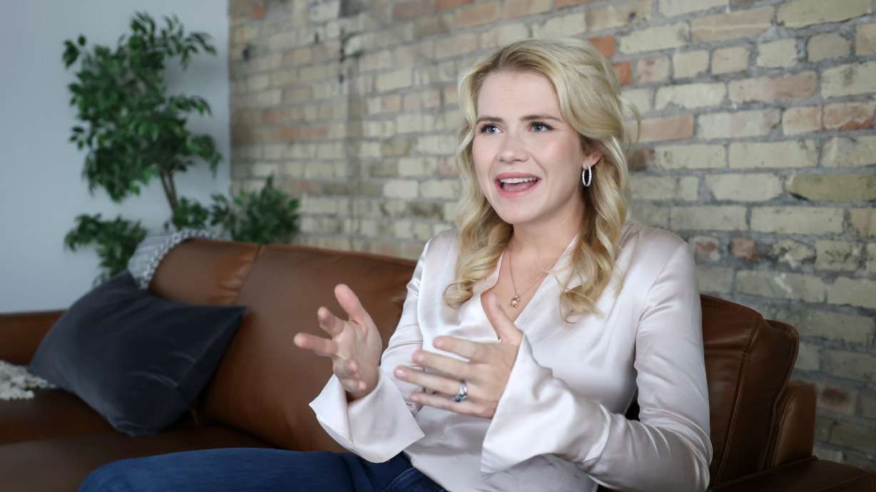 Elizabeth Smart at the Elizabeth Smart Foundation office in Salt Lake City on June 3, 2022, ahead of the 20th anniversary of her kidnapping. She now participates in a bodybuilding competition.