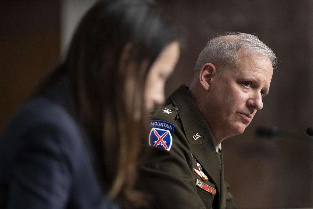 Director of National Intelligence Avril Haines and DIA Director Lt. General Scott Berrier appear during a Senate Armed Services hearing to examine worldwide threats on Capitol Hill in Washington, May 10. Haines told lawmakers recently that intelligence officials will review how they assess a foreign government's will to fight and capacity to fight.