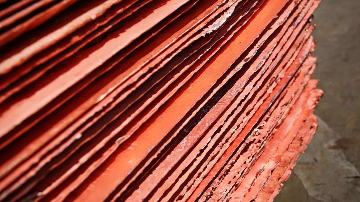 A stack of newly mined copper sheets, Zambia. Cathode copper bundles are strapped ready for transport to market worldwide. A Tooele man is accused of stealing a forklift and using it to take 6,000 pounds of copper from a railroad car.