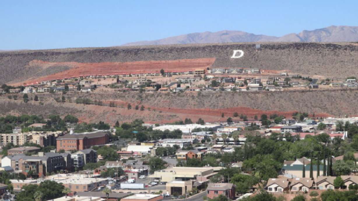 The “D” on the Black Hill as seen the Red Hill in St. George, Friday. It is now listed on the National Register of Historic Places.