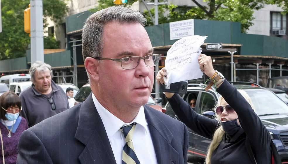 Timothy Shea exits Manhattan federal court during his trial on Friday in New York. The trial of a Colorado businessman on charges that he ripped off thousands of donors who contributed to a campaign to build a wall along the southern United States border has ended in a mistrial after jurors deadlocked.