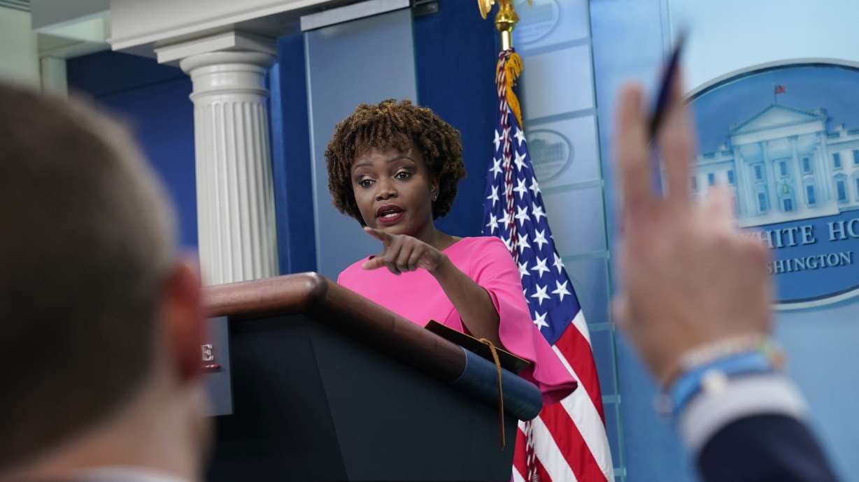 White House press secretary Karine Jean-Pierre speaks during the daily briefing at the White House in Washington, on May 26. Not even the White House is immune from the economic trend known as the "great resignation” as employers struggle to fill vacancies and workers jump to new jobs at record rates.