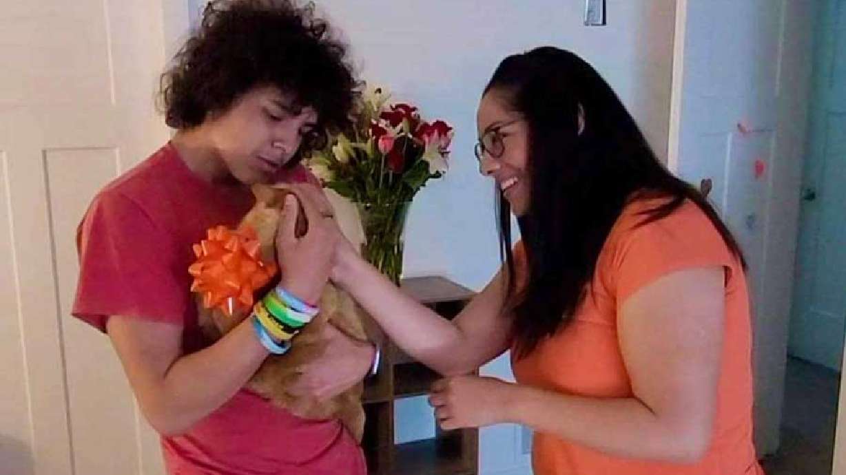 Jennifer Bisgaard surprised her son, Beck, with an early birthday present. His cat, Goose, was home after going missing two years ago.