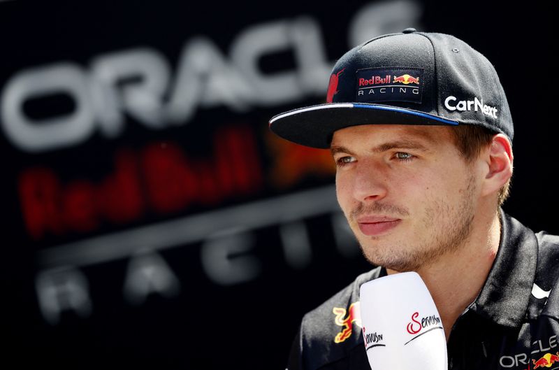 Formula One F1 - Azerbaijan Grand Prix - Baku City Circuit, Baku, Azerbaijan - June 9, 2022 Red Bull's Max Verstappen talks to the media ahead of the Azerbaijan Grand Prix