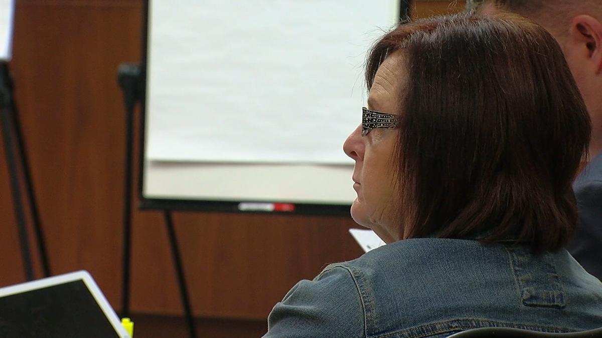 Jana Clyde, a nurse, appears in court in February 2018. She is accused of causing the death of a 21-year-old jail inmate by not properly treating the woman for dehydration five years ago.