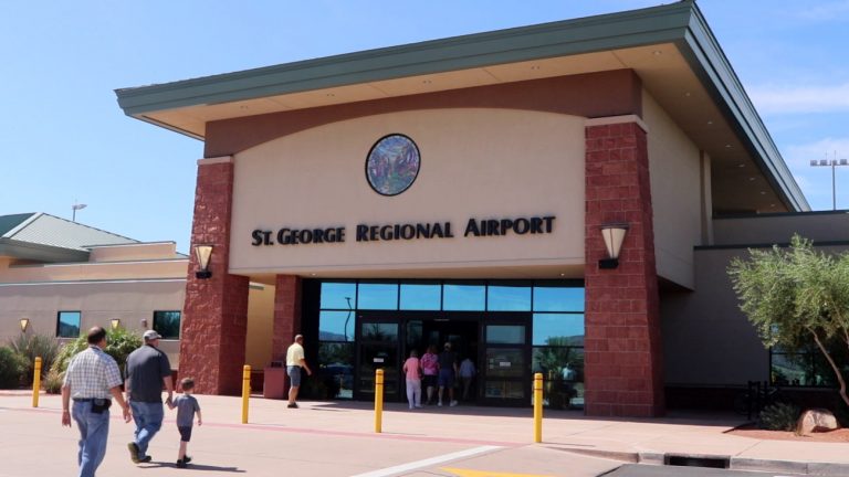 People enter the St. George Regional Airport terminal for an open house event, St. George, Sept. 25, 2019.