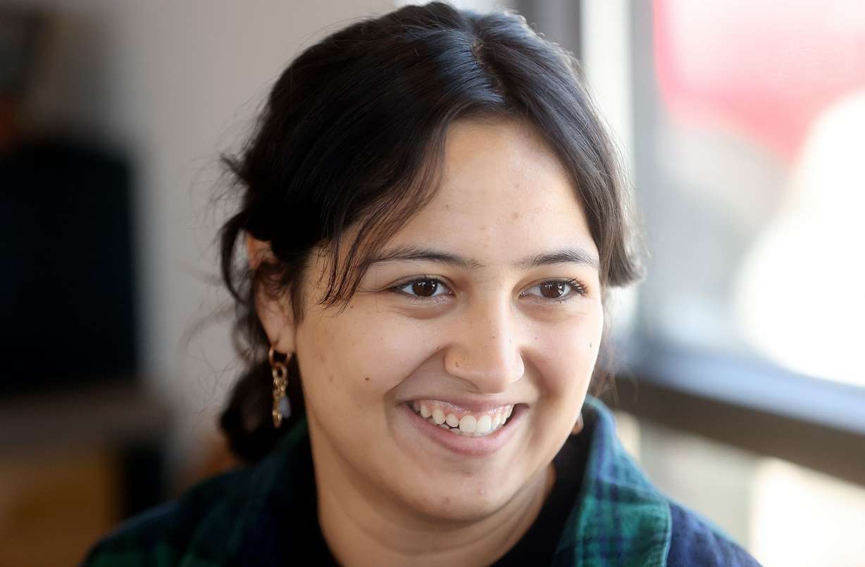 Starbucks barista Victoria Cline talks about the outcome of a union vote at a Starbucks in Cottonwood Heights on Friday. The majority of staff voted in favor of unionizing, with a final tally of 11 yes votes and six no votes.