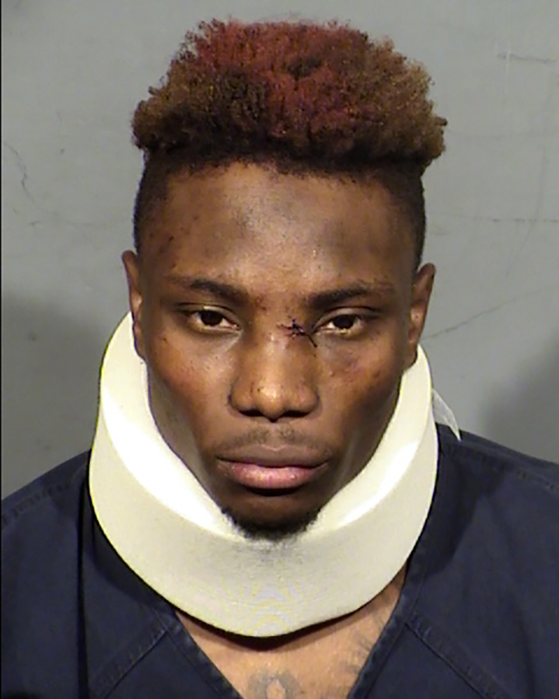 FILE - This booking photo provided by Las Vegas Metropolitan Police Department shows former Las Vegas Raiders wide receiver Henry Ruggs III following his arrest Tuesday, Nov. 2, 2021. Ruggs' lawyers are asking a judge to throw out evidence that prosecutors say shows Ruggs had a blood-alcohol level twice legal limit while speeding at 156 mph before a fiery crash that killed a woman last November.