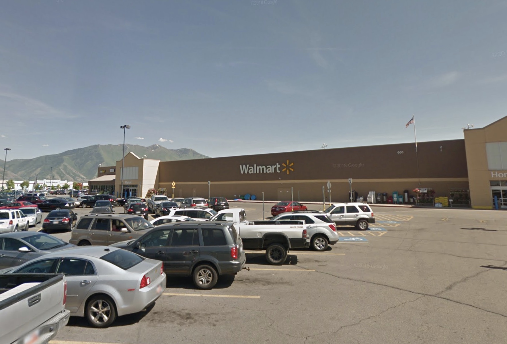 The exterior of the Walmart in Springville. Police said a man threatening an officer with a knife was shot and killed Friday night.
