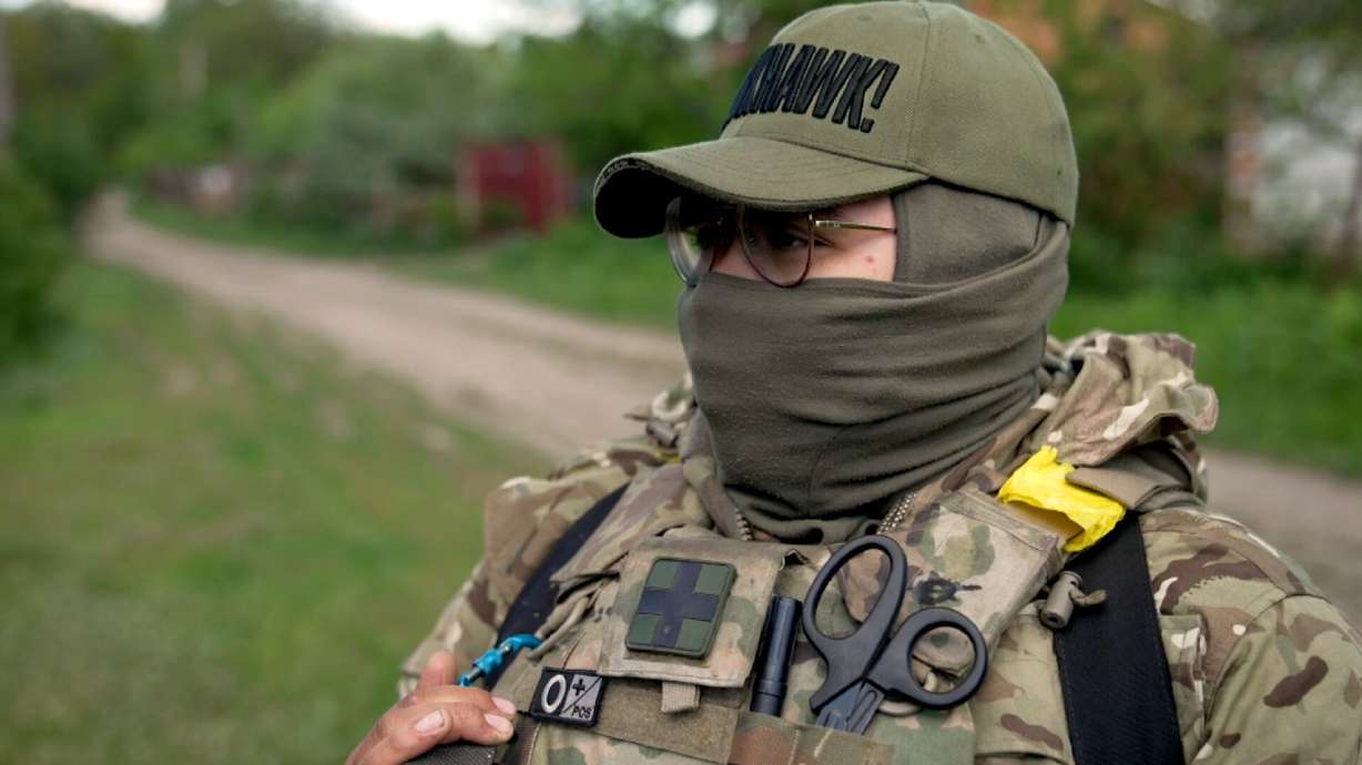 21-year-old American paramedic from Utah known as "Baby Dog," who bought a one-way ticket to Ukraine to join the fight to defend the nation from being attacked by Russian forces.