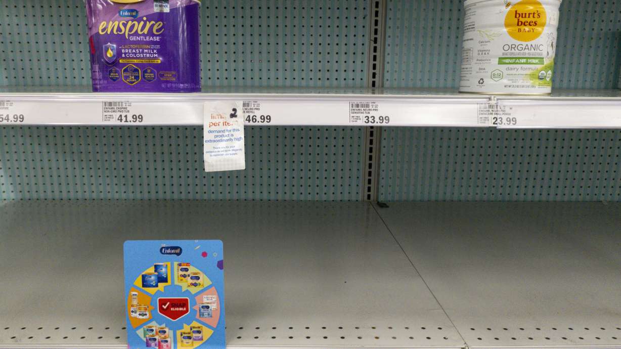Baby formula is displayed on the shelves of a grocery store in Carmel, Ind. on May 10. U.S. regulators have historically inspected baby formula plants at least once a year, but they did not inspect any of the three biggest manufacturers in 2020, the Associated Press discovered.