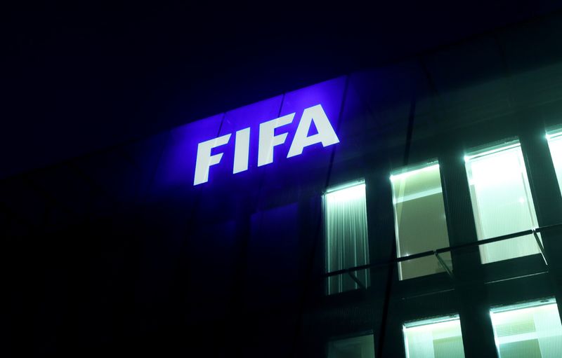 FILE PHOTO: FIFA's logo is seen at its headquarters in Zurich, Switzerland September 30, 2020.