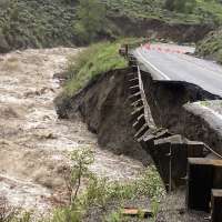 Video shows road destroyed in Yellowstone as tourists remain trapped in area