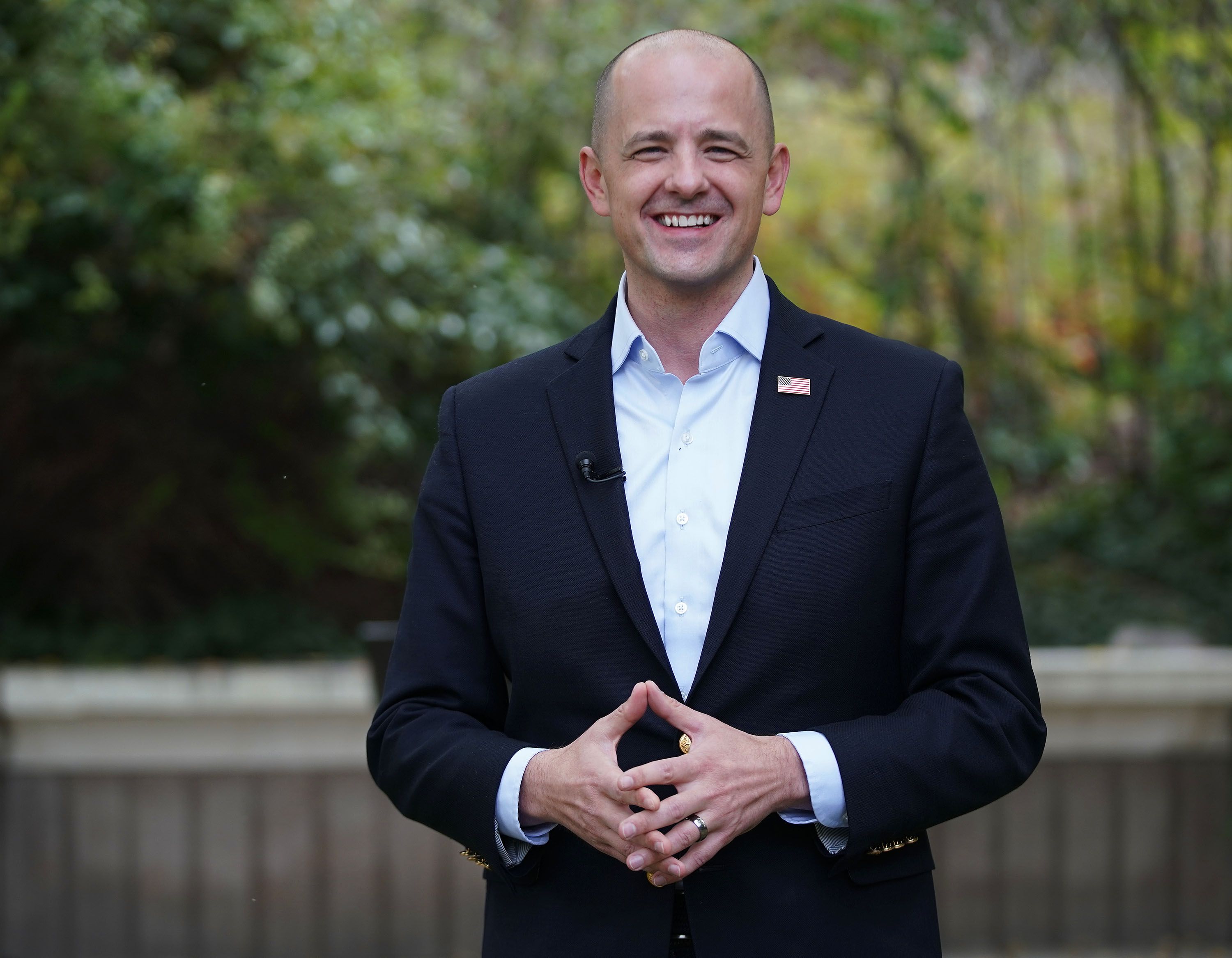 Evan McMullin poses for a photo in Salt Lake City on Oct. 5, 2021. McMullin called on Sen. Mike Lee to “break from partisan extremes” and get behind the bipartisan gun safety proposal unveiled in the Senate this week.