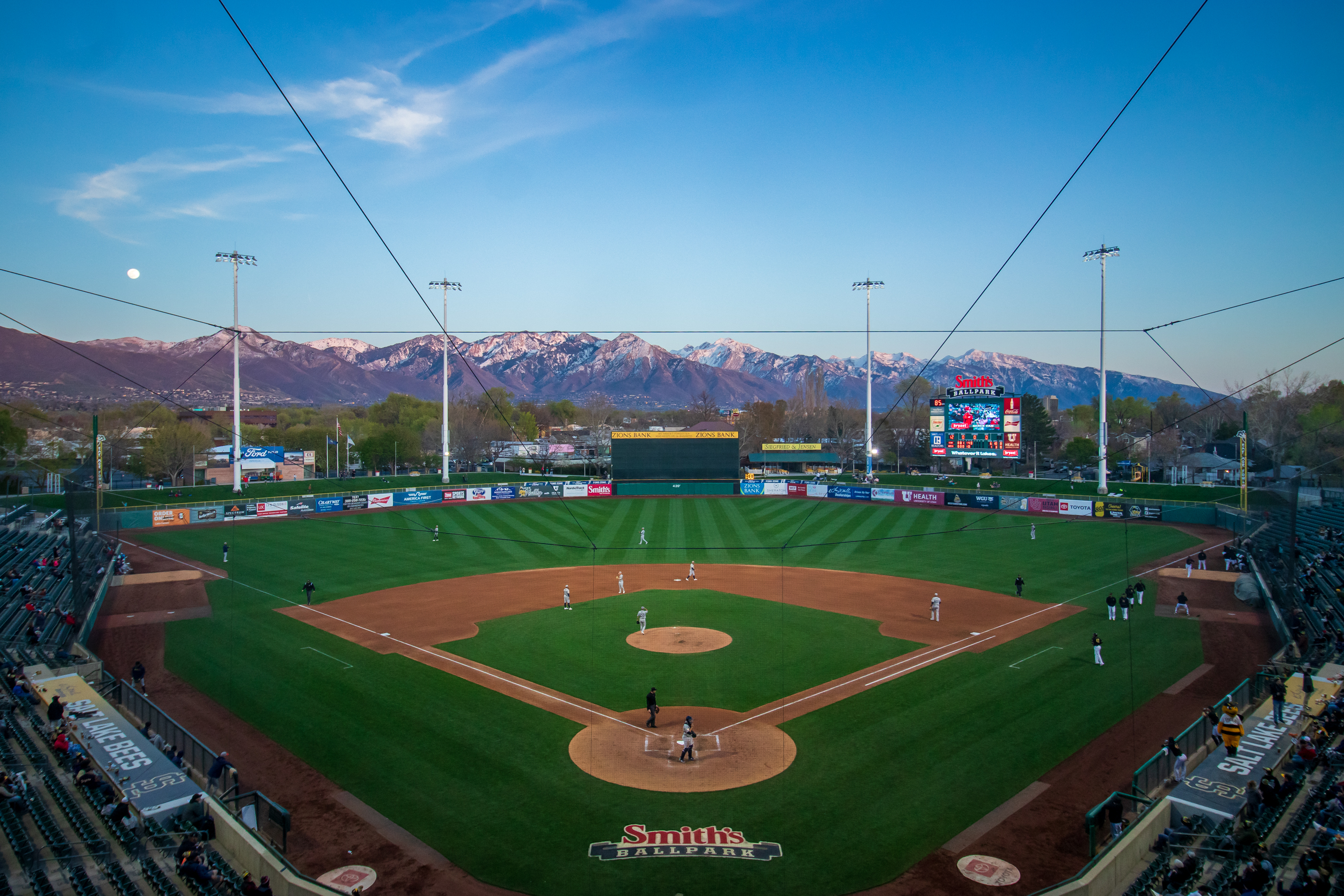 A view of the field at Smith's Ballpark during a game at Smith's Ballpark on Friday, April 15. Salt Lake City passed a resolution Tuesday that would keep the Salt Lake Bees at the stadium beyond 2024.